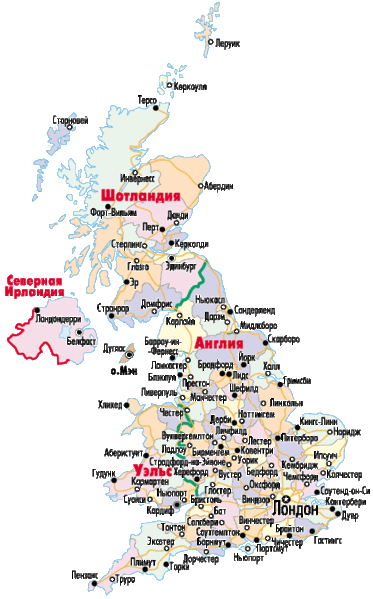 Карта объединенного королевства великобритании и северной ирландии