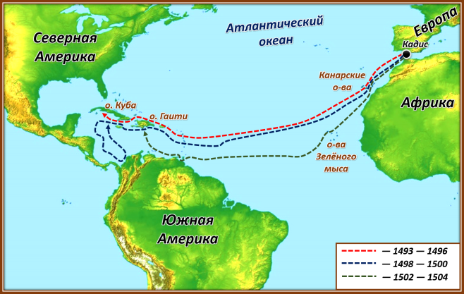 Маршрут Христофора Колумба 1 плавание